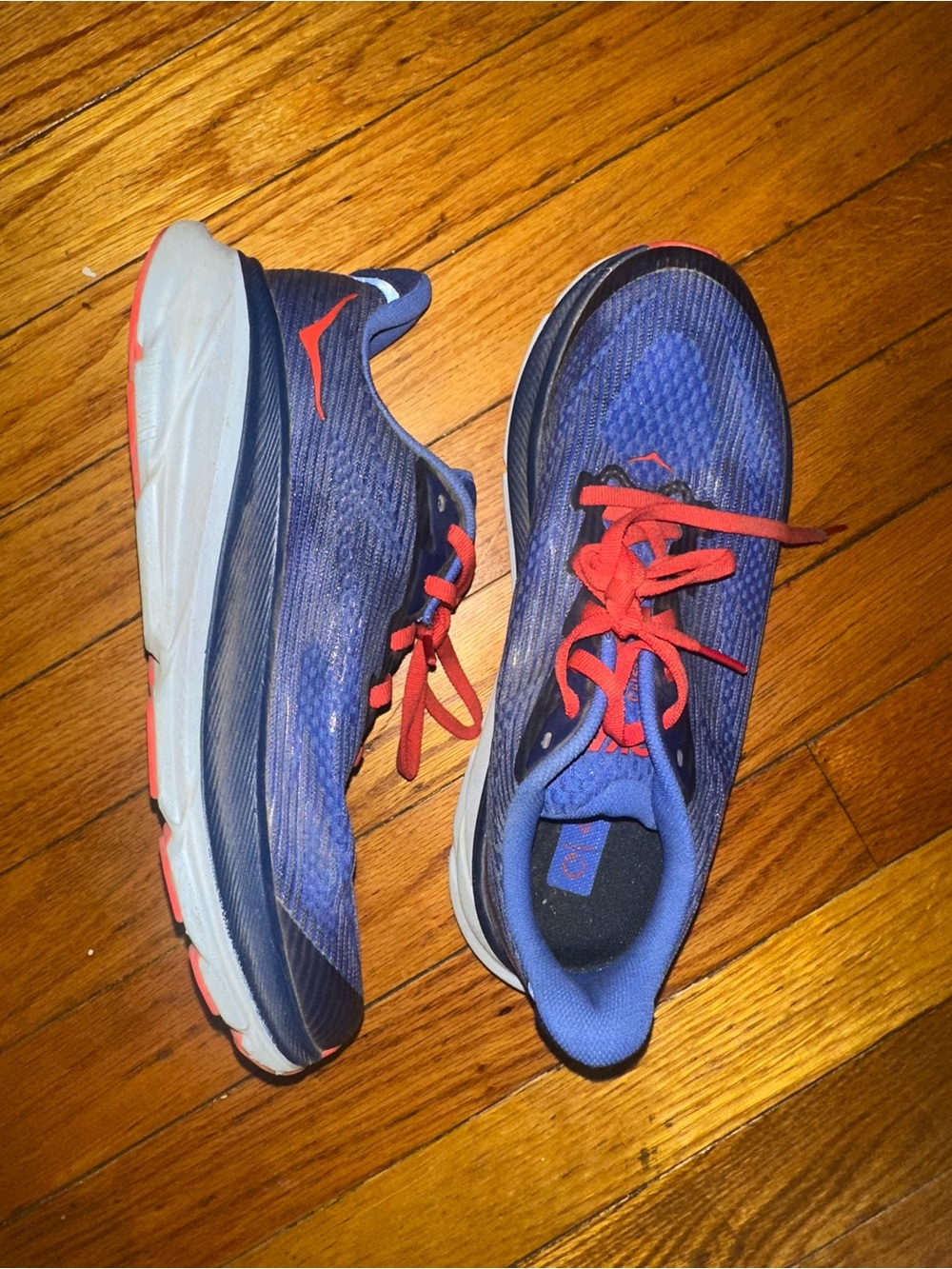 Hoka  Clifton 9 Youth Running Shoes Blue Red